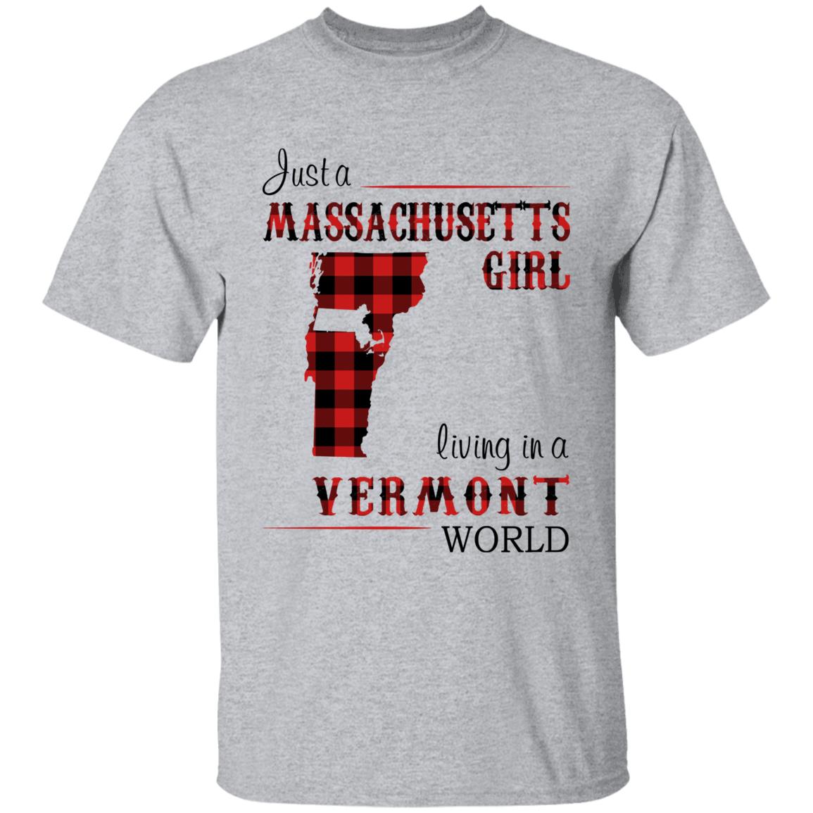 Just A Massachusetts Girl Living In A Vermont World T-shirt - T-shirt Born Live Plaid Red Teezalo
