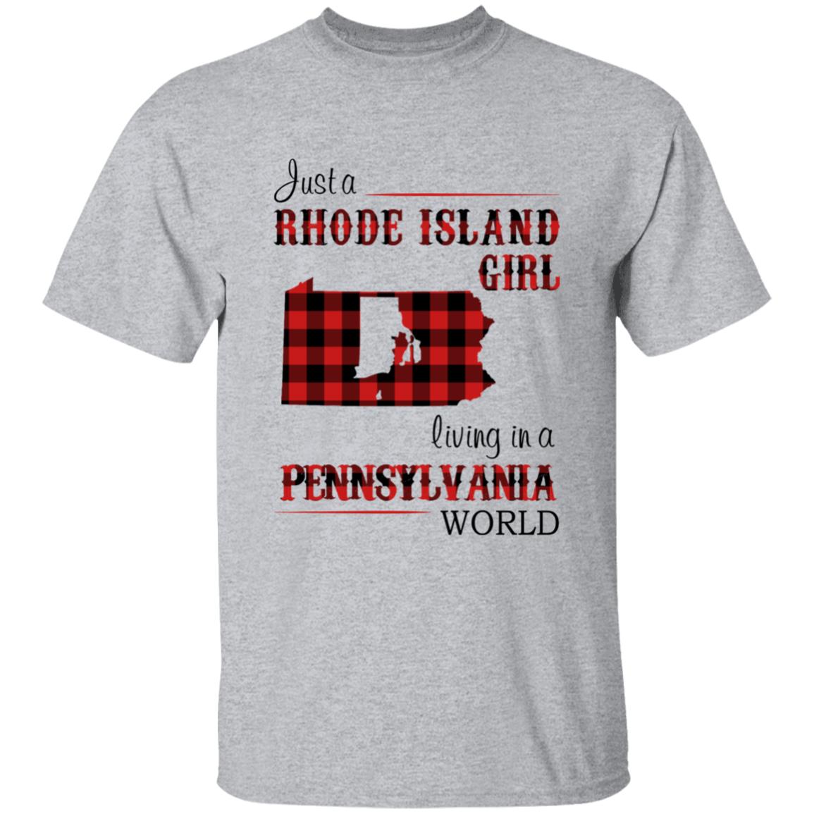 Just A Rhode Island  Girl Living In A Pennsylvania World T-shirt - T-shirt Born Live Plaid Red Teezalo