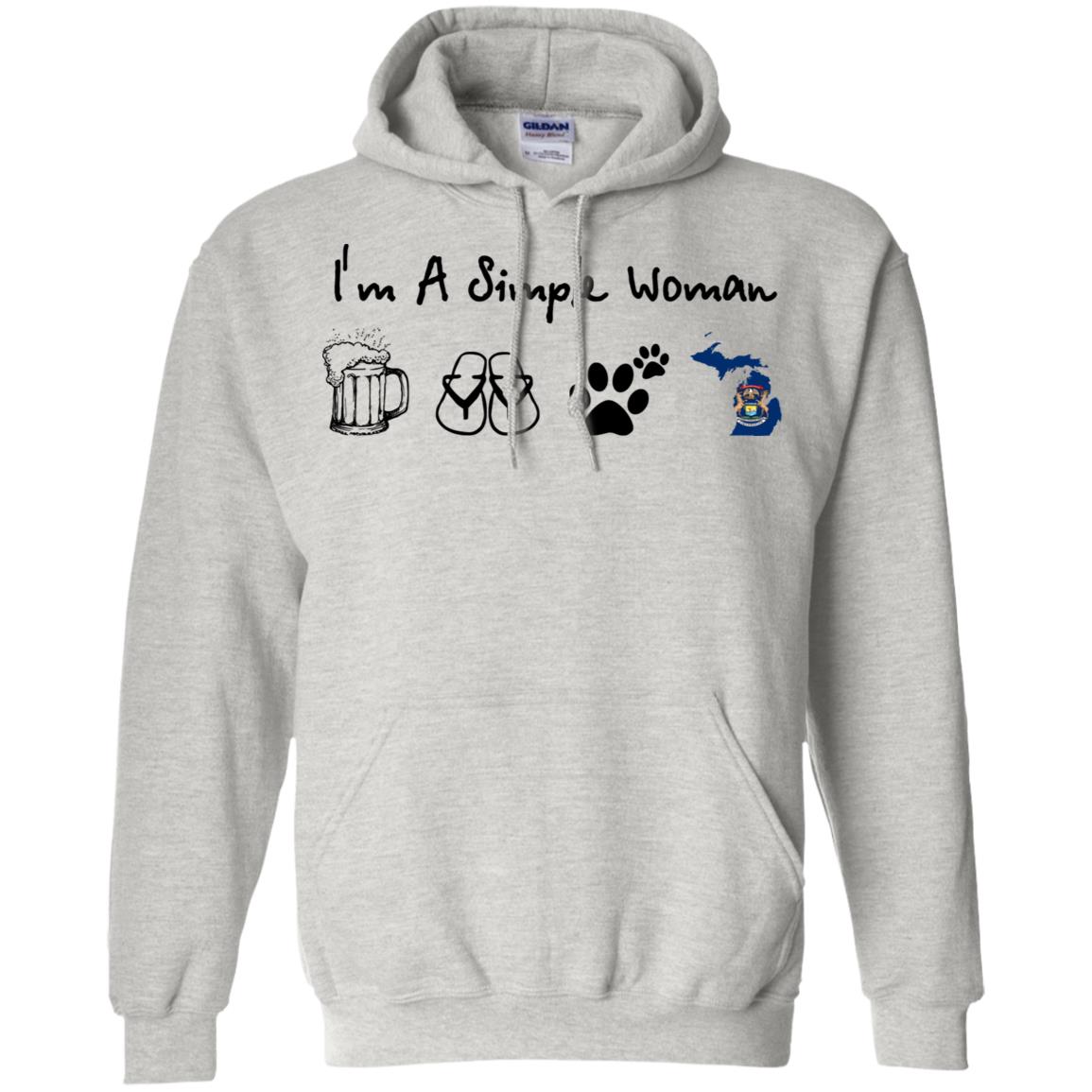 Michigan I'm A Simple Woman Beer Pullover Hoodie - Hoodie Teezalo