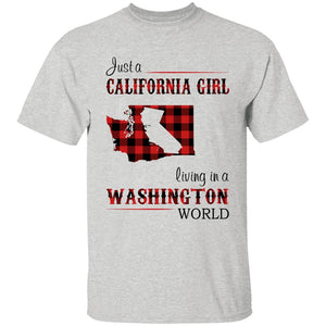 Just A California Girl Living In A Washington World T-shirt - T-shirt Born Live Plaid Red Teezalo