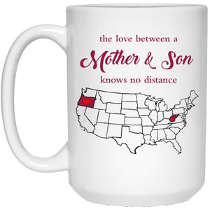 West Virginia Oregon The Love Between Mother And Son Mug - Mug Teezalo