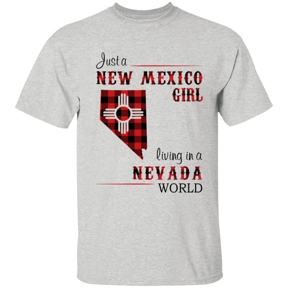 Just A New Mexico Girl Living In A Nevada World T-shirt - T-shirt Born Live Plaid Red Teezalo