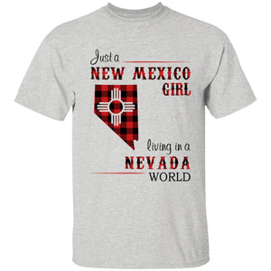 Just A New Mexico Girl Living In A Nevada World T-shirt - T-shirt Born Live Plaid Red Teezalo