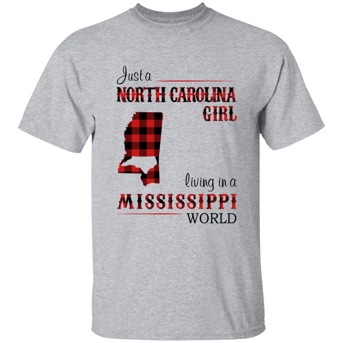 Just A North Carolina Girl Living In A Mississippi World T-shirt - T-shirt Born Live Plaid Red Teezalo
