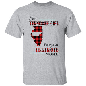 Just A Tennessee Girl Living In An Illinois World T-shirt - T-shirt Born Live Plaid Red Teezalo