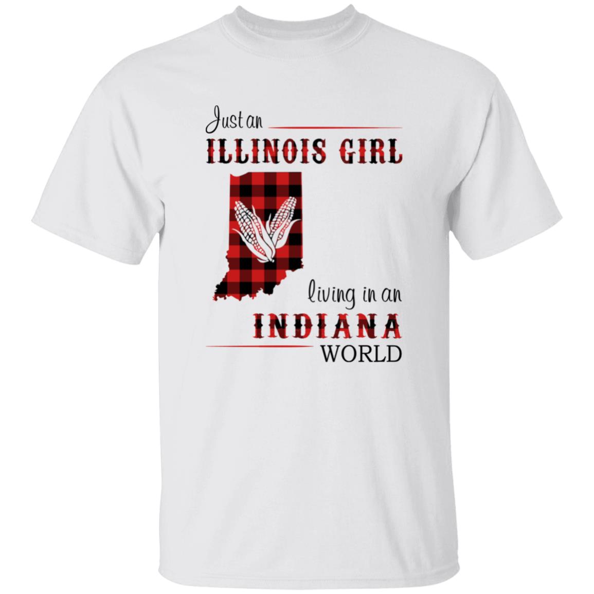 Just An Illinois Girl Living In An Indiana World T-shirt - T-shirt Born Live Plaid Red Teezalo
