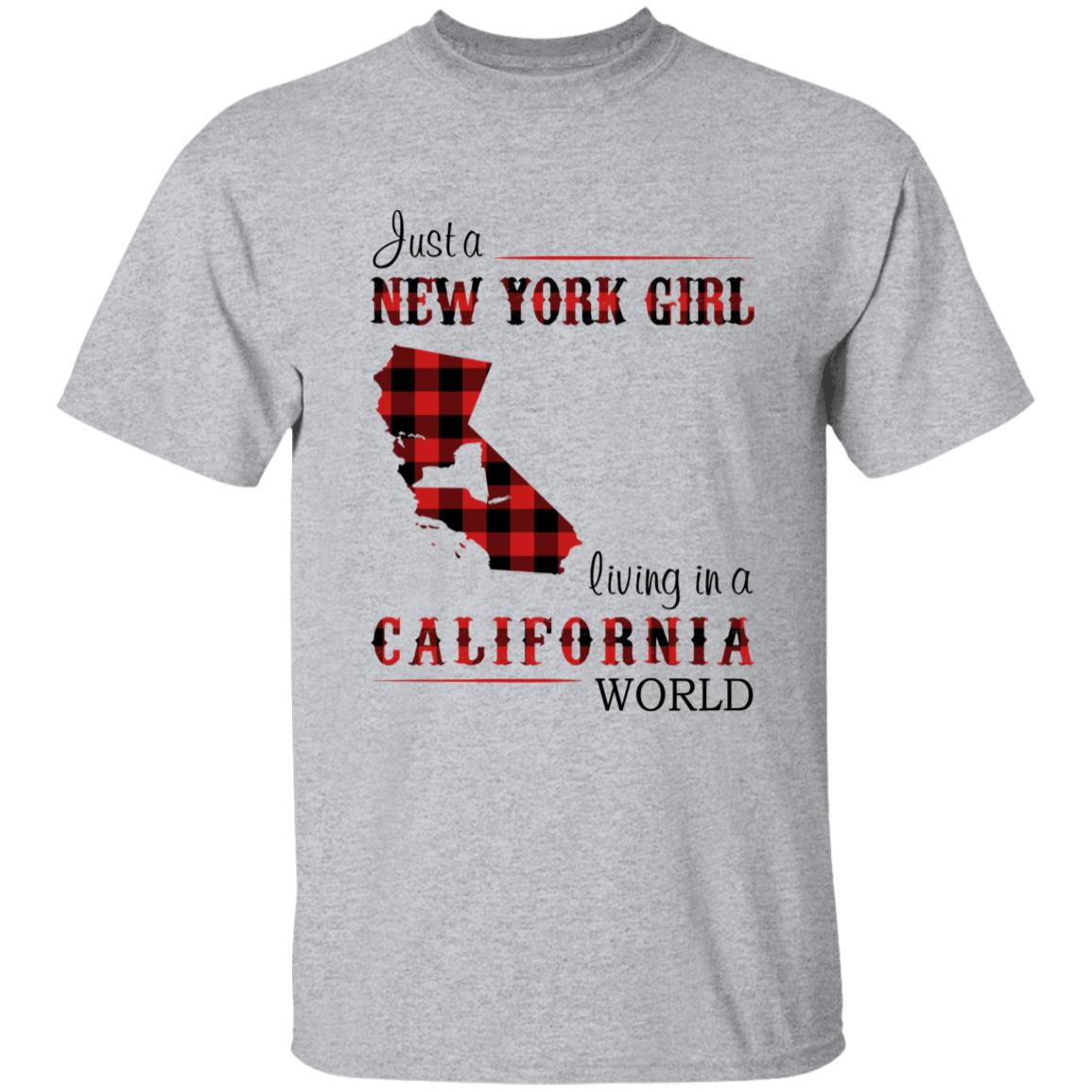 Just A New York Girl Living In A California World T-shirt - T-shirt Born Live Plaid Red Teezalo