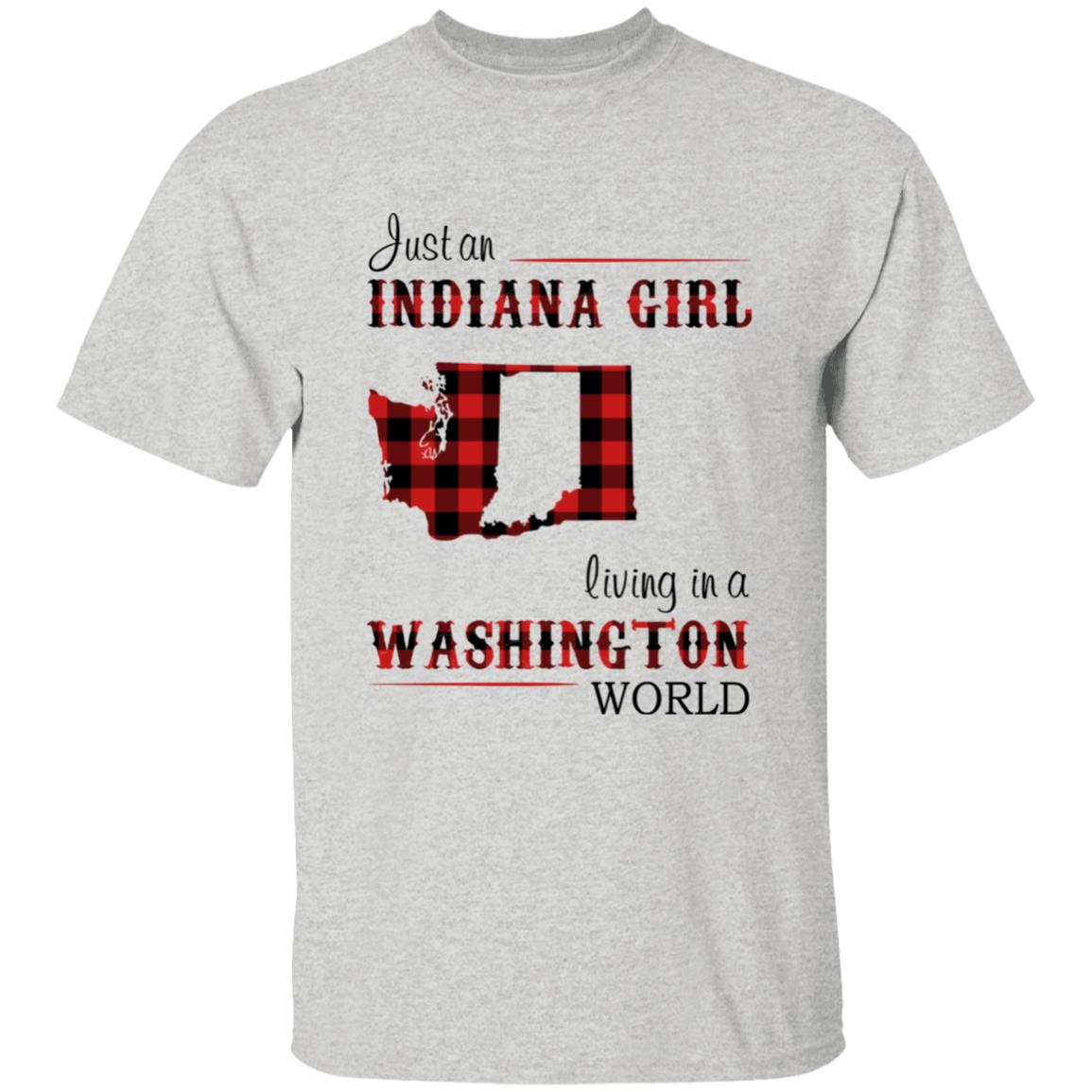 Just An Indiana Girl Living In A Washington World T-shirt - T-shirt Born Live Plaid Red Teezalo