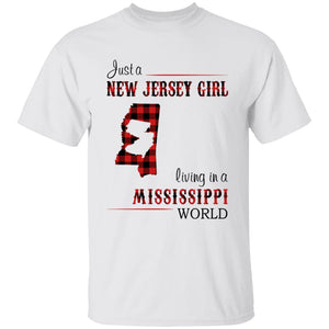 Just A New Jersey Girl Living In A Mississippi World T-shirt - T-shirt Born Live Plaid Red Teezalo