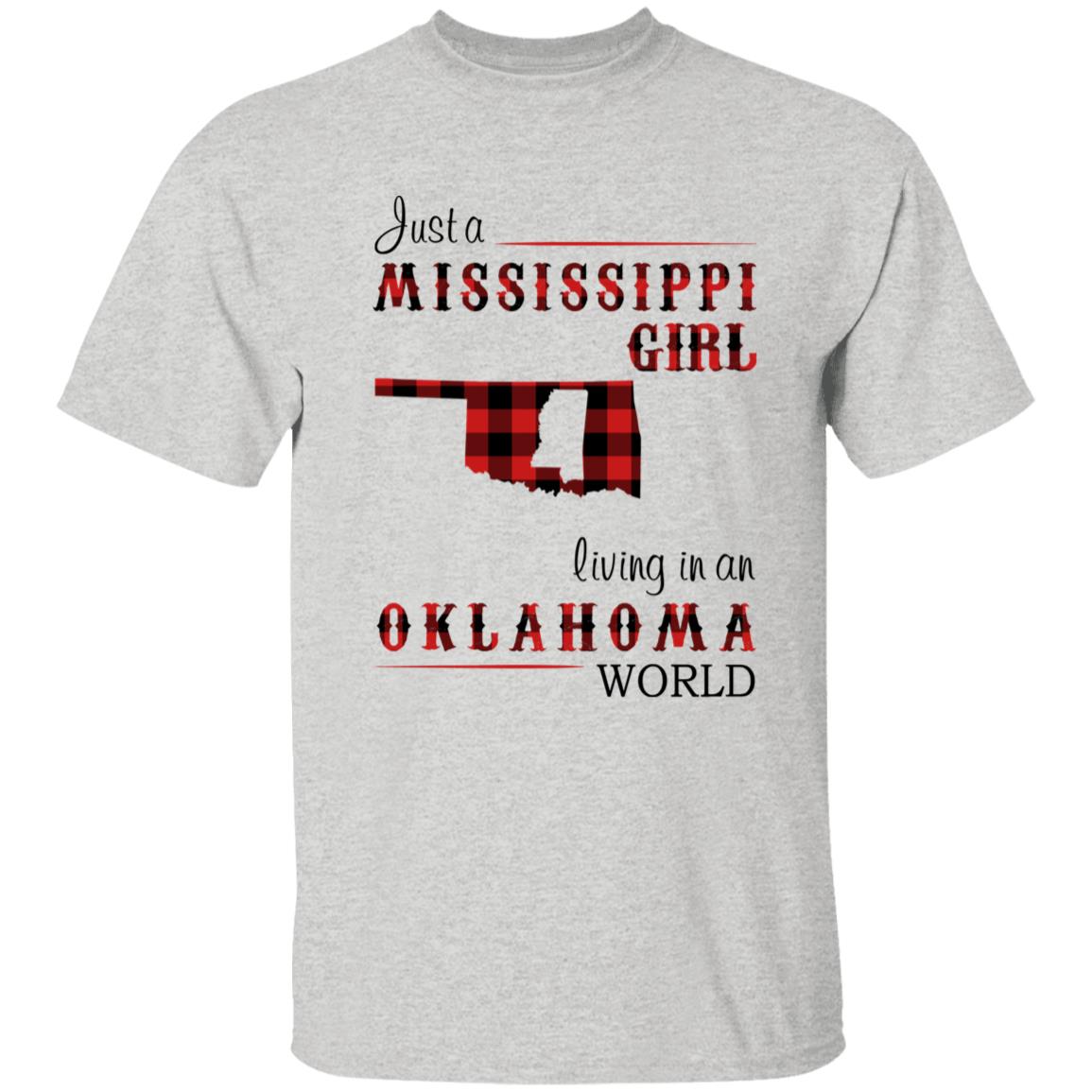 Just A Mississippi Girl Living In An Oklahoma World T-shirt - T-shirt Born Live Plaid Red Teezalo