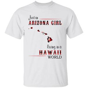 Just An Arizona Girl Living In A Hawaii World T-shirt - T-shirt Born Live Plaid Red Teezalo