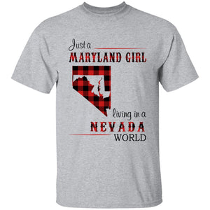 Just A Maryland Girl Living In A Nevada World T-shirt - T-shirt Born Live Plaid Red Teezalo