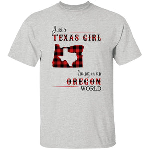 Just A Texas Girl Living In An Oregon World T-shirt - T-shirt Born Live Plaid Red Teezalo