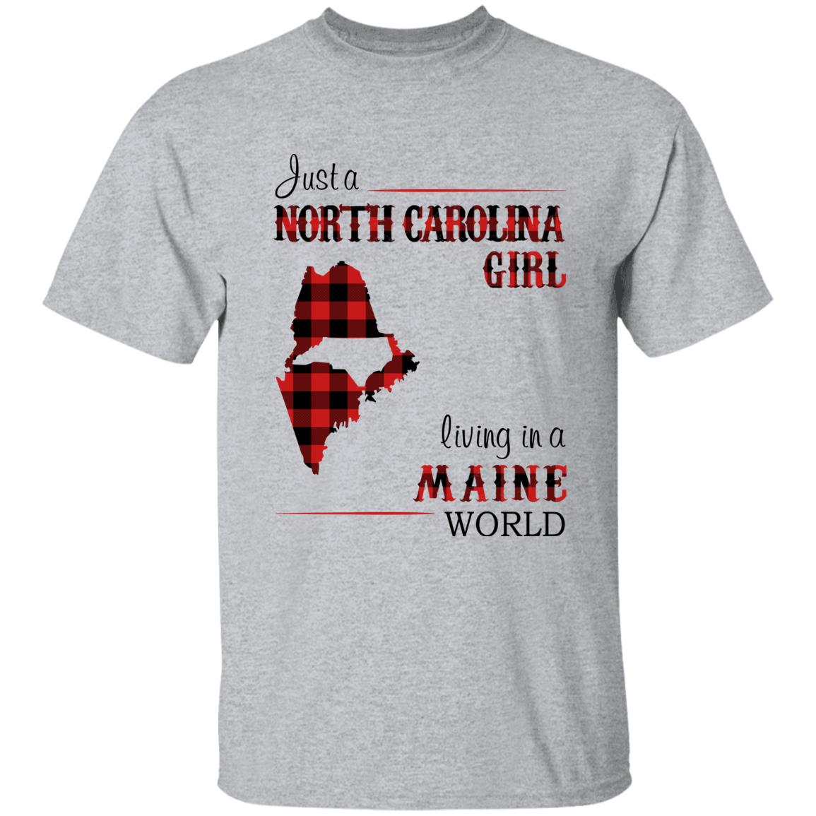 Just A North Carolina Girl Living In A Maine World T-shirt - T-shirt Born Live Plaid Red Teezalo