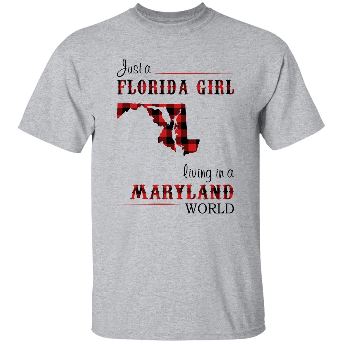 Just Florida Girl Living In A Maryland World T-shirt - T-shirt Born Live Plaid Red Teezalo