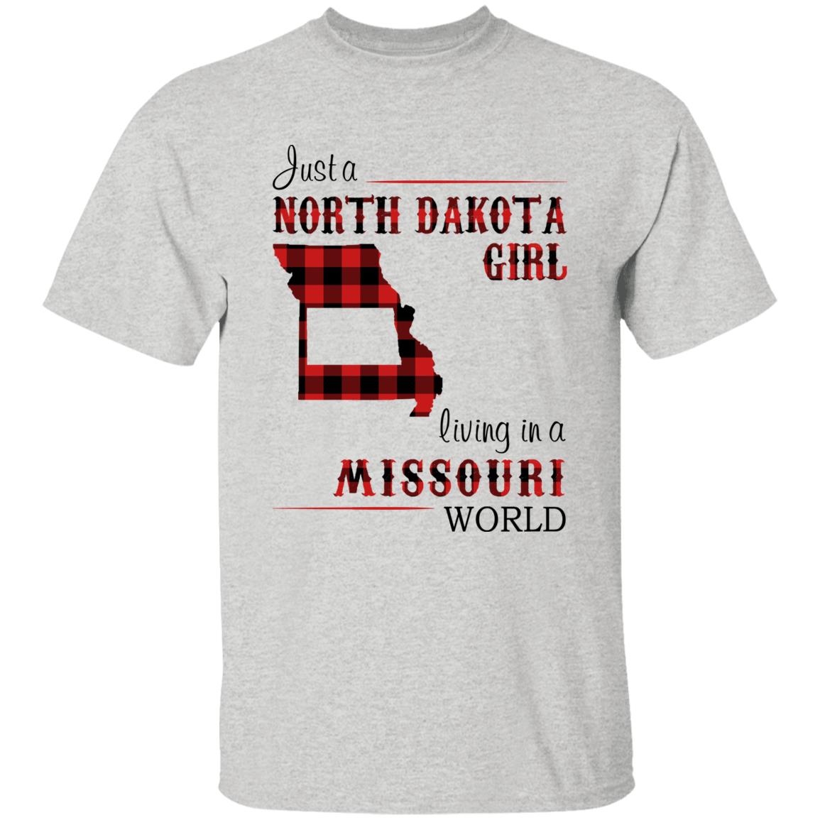 Just A North Dakota Girl Living In A Missouri World T-shirt - T-shirt Born Live Plaid Red Teezalo