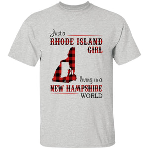 Just A Rhode Island  Girl Living In A New Hampshire World T-shirt - T-shirt Born Live Plaid Red Teezalo