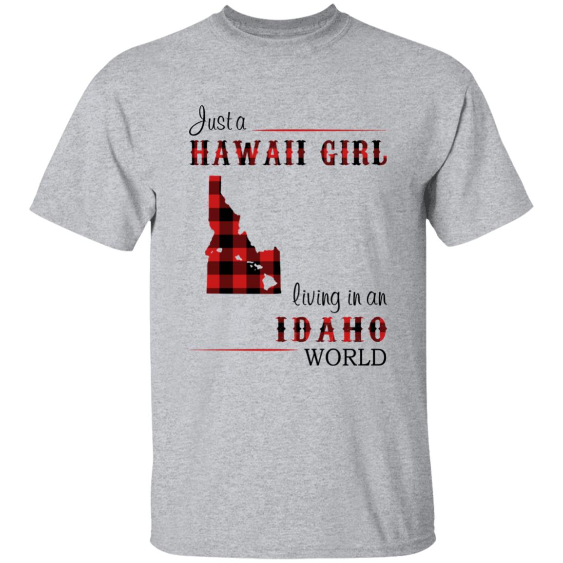 Just A Hawaii Girl Living In An Idaho World T-shirt - T-shirt Born Live Plaid Red Teezalo