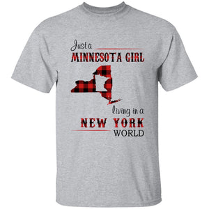 Just A Minnesota Girl Living In A New York World T-shirt - T-shirt Born Live Plaid Red Teezalo