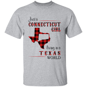 Just A Connecticut Girl Living In A Texas World T-shirt - T-shirt Born Live Plaid Red Teezalo