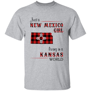Just A New Mexico Girl Living In A Kansas World T-shirt - T-shirt Born Live Plaid Red Teezalo