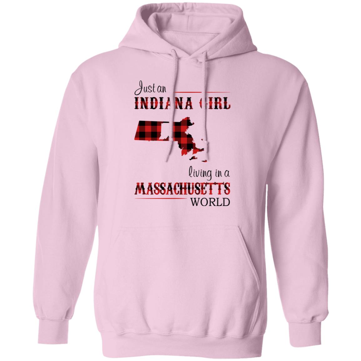 Just An Indiana Girl Living In A Massachusetts World T-Shirt - T-shirt Born Live Plaid Red Teezalo