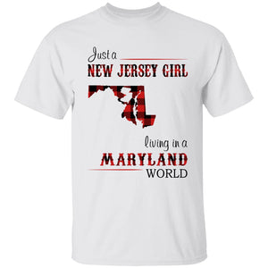 Just A New Jersey Girl Living In A Maryland World T-shirt - T-shirt Born Live Plaid Red Teezalo
