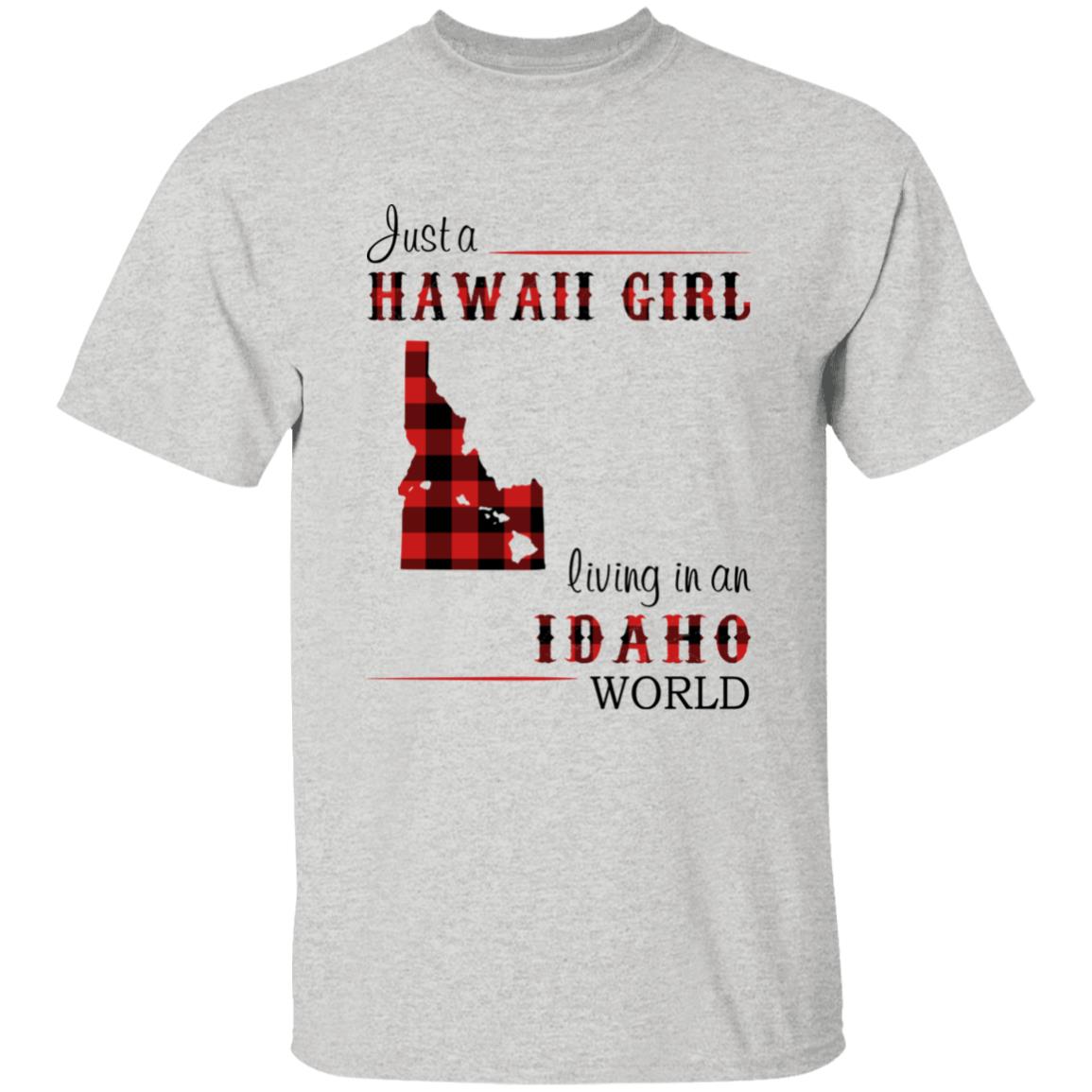 Just A Hawaii Girl Living In An Idaho World T-shirt - T-shirt Born Live Plaid Red Teezalo