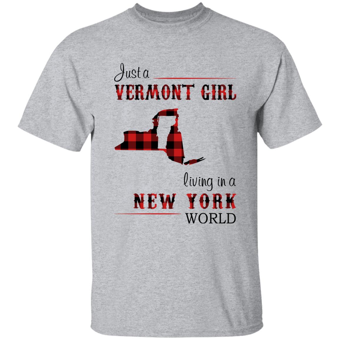 Just A Vermont Girl Living In A New York World T-shirt - T-shirt Born Live Plaid Red Teezalo