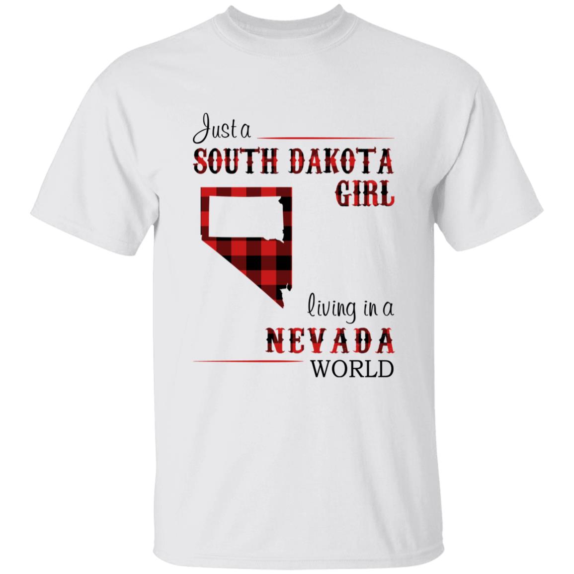 Just A South Dakota Girl Living In A Wisconsin World T-shirt - T-shirt Born Live Plaid Red Teezalo