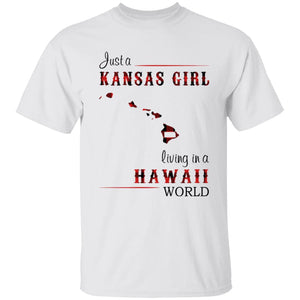 Just A Kansas Girl Living In A Hawaii World T-shirt - T-shirt Born Live Plaid Red Teezalo