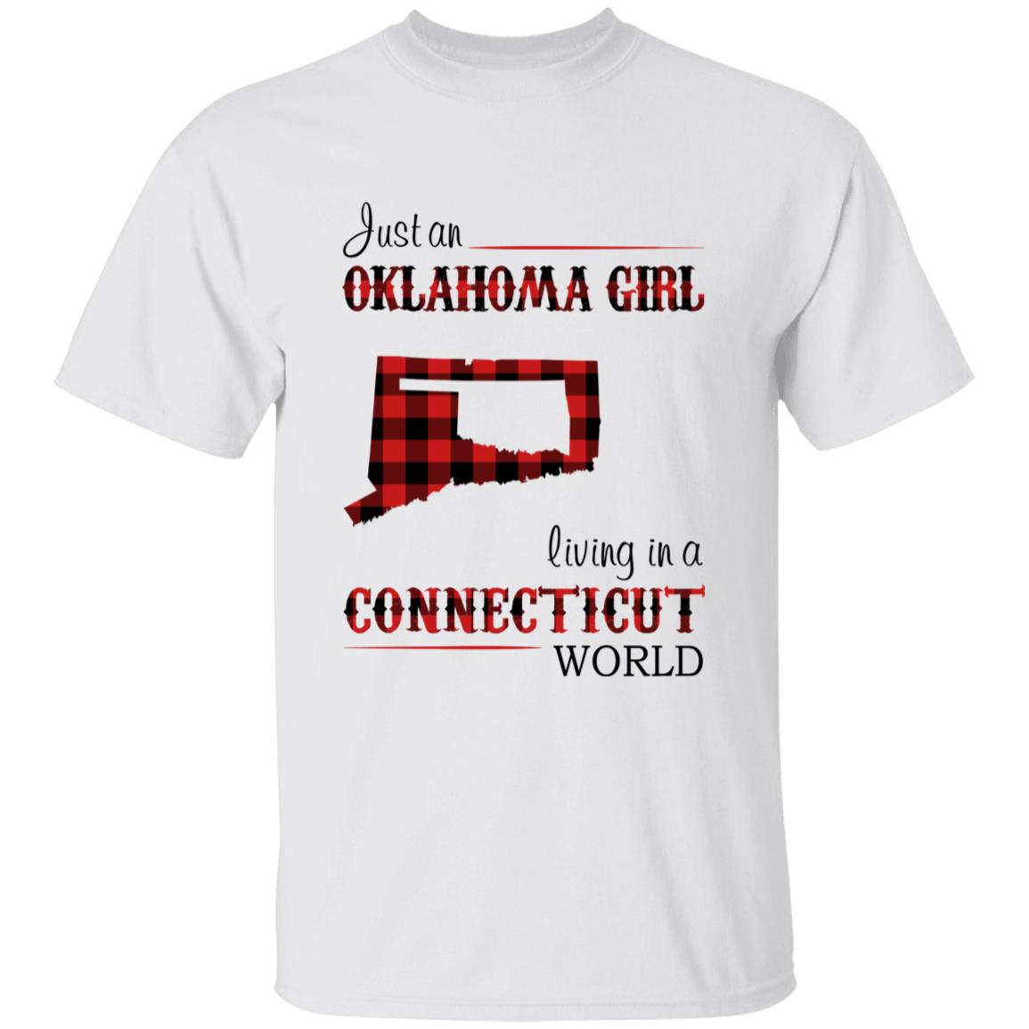 Just An Oklahoma Girl Living In A Connecticut World T-shirt - T-shirt Born Live Plaid Red Teezalo