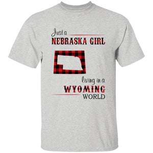 Just A Nebraska Girl Living In A Wyoming World T-shirt - T-shirt Born Live Plaid Red Teezalo