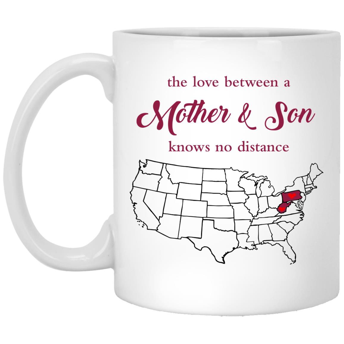 West Virginia Pennsylvania The Love Between Mother And Son Mug - Mug Teezalo