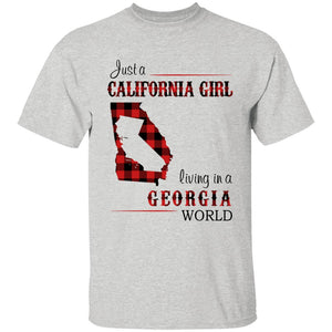 Just A California Girl Living In A Georgia World T-shirt - T-shirt Born Live Plaid Red Teezalo