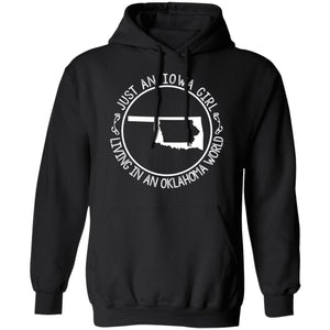 Just An Iowa Girl Living In An Oklahoma World T- Shirt - T-shirt Teezalo