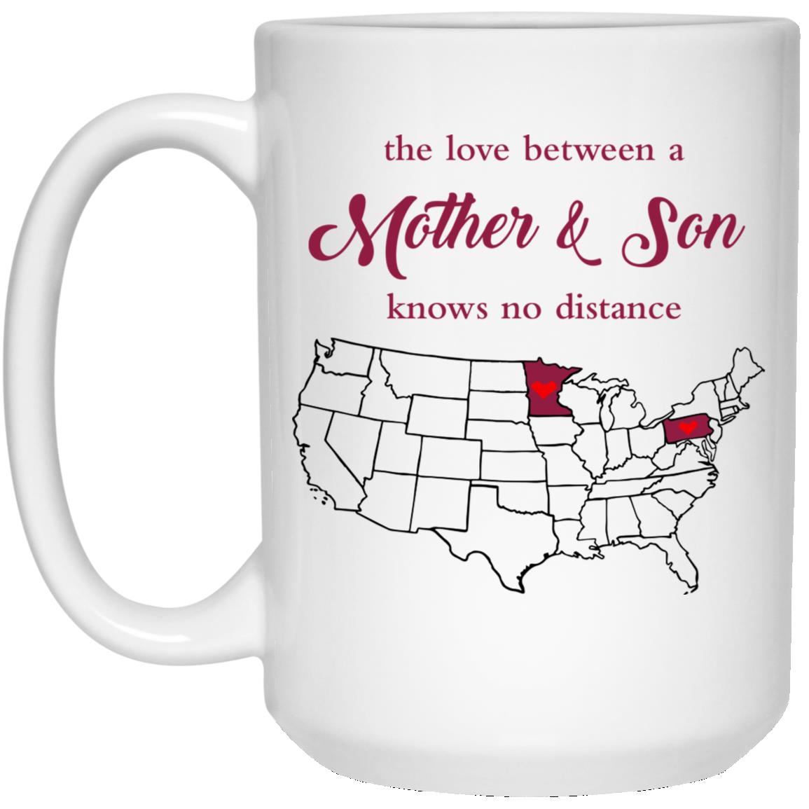 Minnesota Pennylvania The Love Between Mother And Son Mug - Mug Teezalo