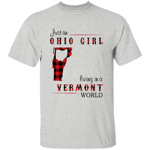 Just An Ohio Girl Living In A Vermont World T-shirt - T-shirt Born Live Plaid Red Teezalo