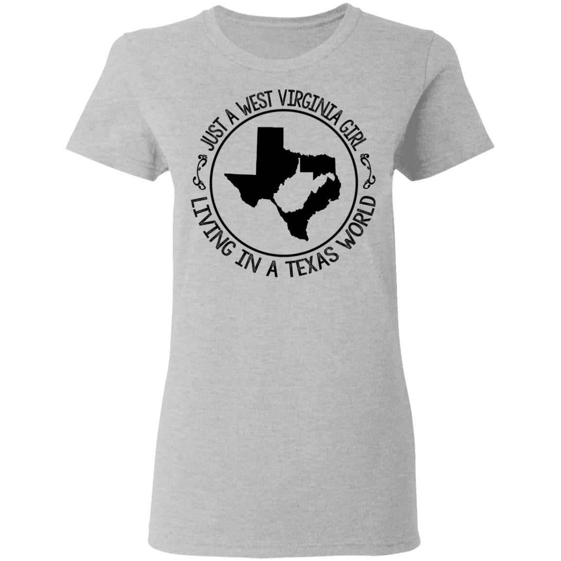 Just A West Virginia Girl Living In A Texas World Hoodie - Hoodie Teezalo
