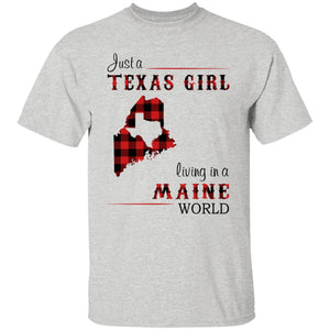 Just A Texas Girl Living In A Maine World T- Shirt - T-shirt Teezalo