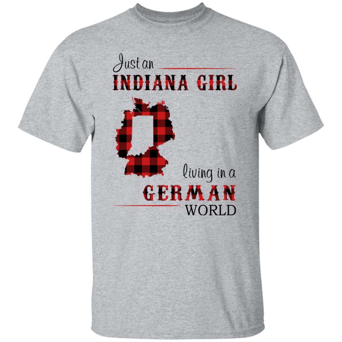 Just An Indiana Girl Living In A German World T-Shirt - T-shirt Born Live Plaid Red Teezalo