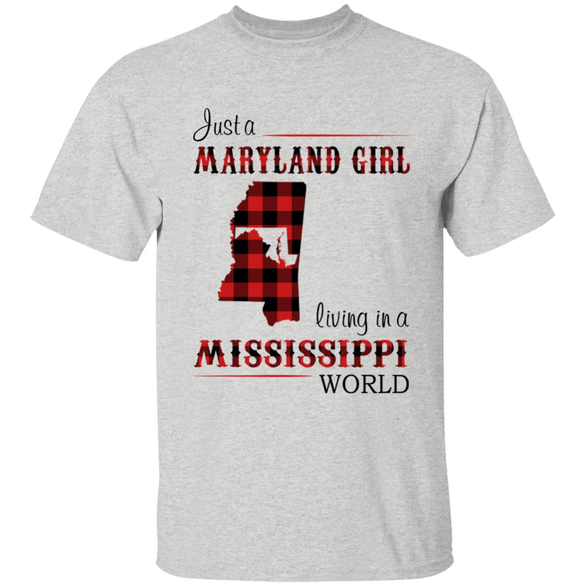 Just A Maryland Girl Living In A Mississippi World T-shirt - T-shirt Born Live Plaid Red Teezalo