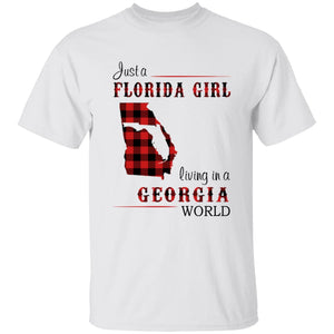 Just A Florida Girl Living In A Georgia World T-shirt - T-shirt Born Live Plaid Red Teezalo