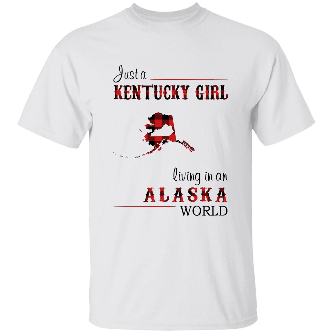 Just A Kentucky Girl Living In An Alaska World T-shirt - T-shirt Born Live Plaid Red Teezalo