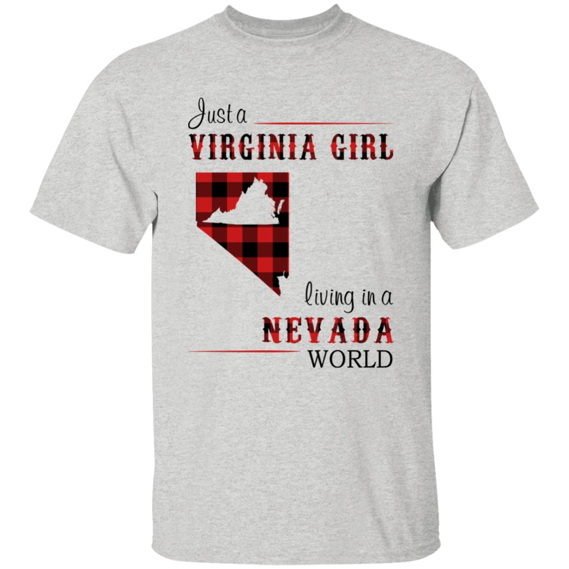 Just A Virginia Girl Living In A Nevada World T-shirt - T-shirt Born Live Plaid Red Teezalo