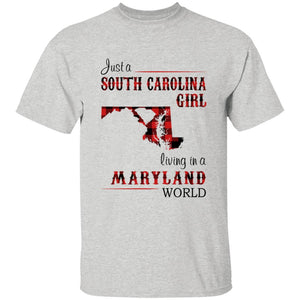 Just A South Carolina Girl Living In A Maryland World T-shirt - T-shirt Born Live Plaid Red Teezalo