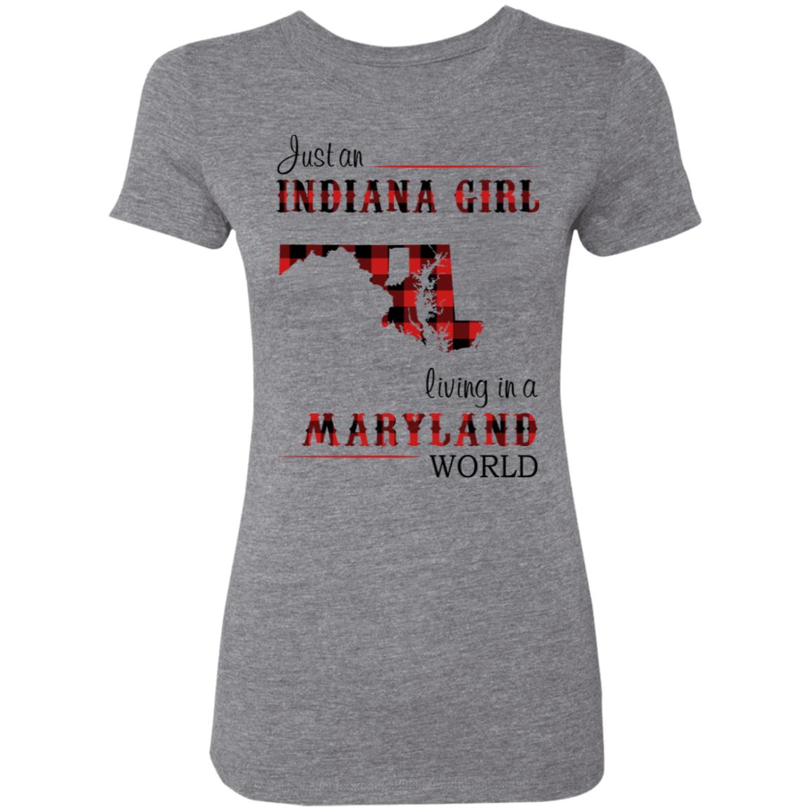 Just An Indiana Girl Living In A Maryland World T-Shirt - T-shirt Born Live Plaid Red Teezalo