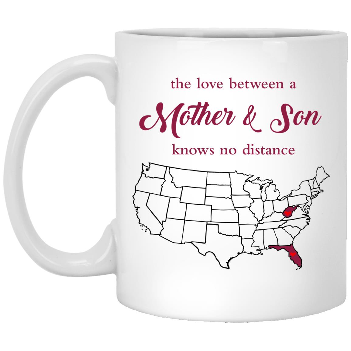 West Virginia Florida The Love Between Mother And Son Mug - Mug Teezalo