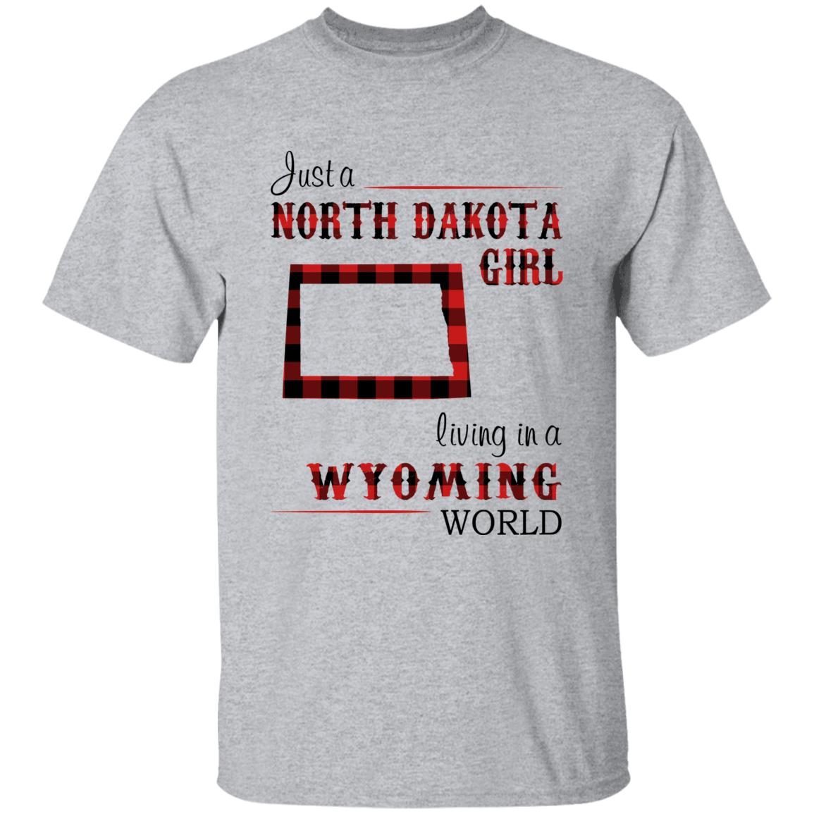Just A North Dakota Girl Living In A Wyoming World T-shirt - T-shirt Born Live Plaid Red Teezalo