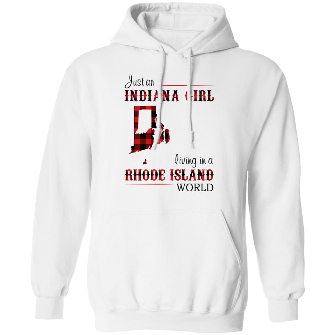 Just An Indiana Girl Living In A Rhode Island World T-Shirt - T-shirt Born Live Plaid Red Teezalo